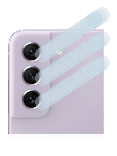 Abbildung des Geräts Samsung Galaxy S21 FE 5G (NUR Kameraschutz) mit einer Vielzahl des Displayschutzes.
