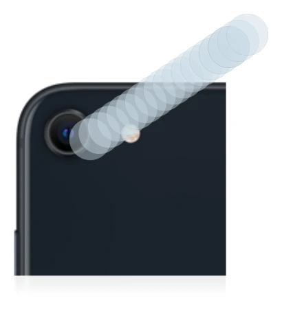 Abbildung des Geräts Apple iPhone SE 3 2022 (NUR Kameraschutz) mit einer Vielzahl des Displayschutzes.