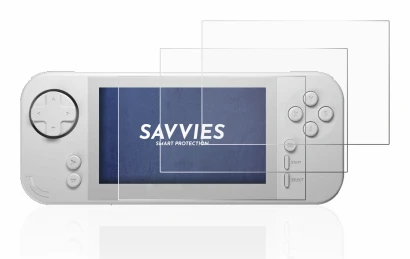 Abbildung des Geräts Evercade EXP mit einer Vielzahl des Displayschutzes.