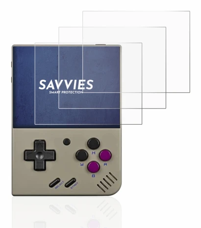 Abbildung des Geräts Miyoo Mini Plus mit einer Vielzahl des Displayschutzes.