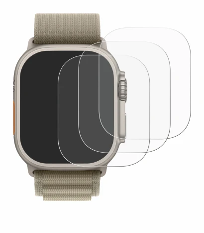 Abbildung des Geräts Apple Watch Ultra 2 (49 mm) mit einer Vielzahl des Displayschutzes.