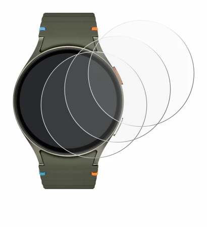 Abbildung des Geräts Samsung Galaxy Watch 7 (44 mm) mit einer Vielzahl des Displayschutzes.