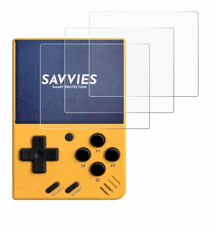 Abbildung des Geräts Miyoo Mini V4 mit einer Vielzahl des Displayschutzes.