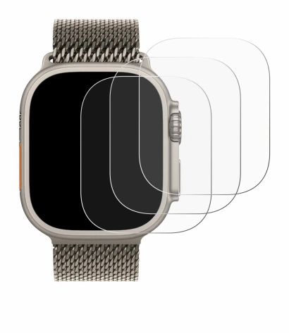 Abbildung des Geräts Apple Watch Ultra 3 mit einer Vielzahl des Displayschutzes.