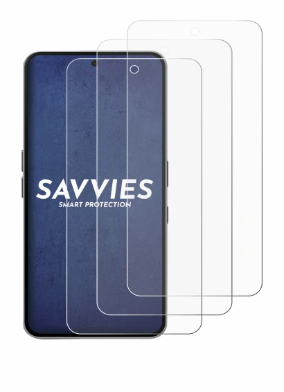 Abbildung des Geräts Nothing Phone (3a) Pro mit einer Vielzahl des Displayschutzes.