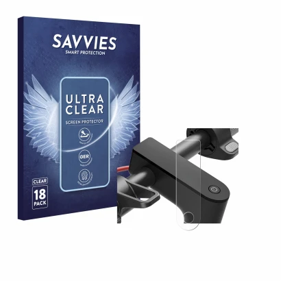 Vorderseite einer Produktverpackung mit dem Markenlogo Savvies. Daneben ist das Gerät Xiaomi Electric Scooter 4 mit dem zugehö