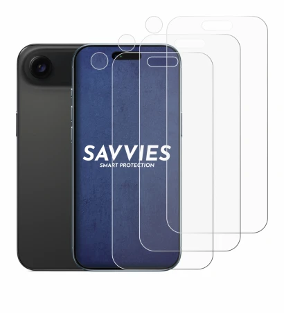 Abbildung des Geräts Apple iPhone Air (Display+Kamera) mit einer Vielzahl des Displayschutzes.