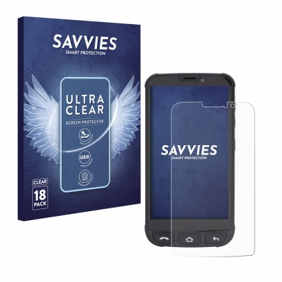 Vorderseite einer Produktverpackung mit dem Markenlogo Savvies. Daneben ist das Gerät Olympia Neo Mini mit dem zugehörigen Dis