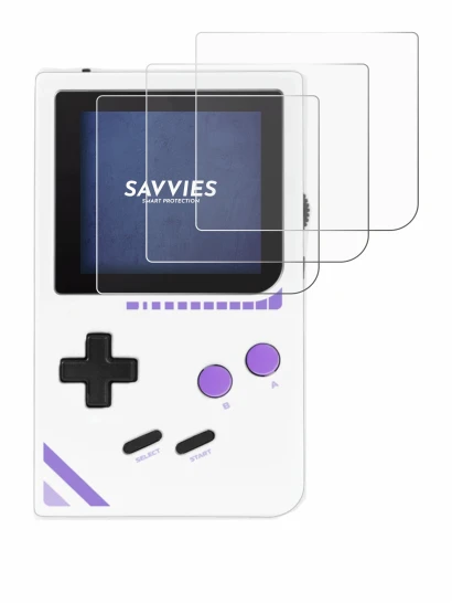 Abbildung des Geräts Modretro Chromatic mit einer Vielzahl des Displayschutzes.