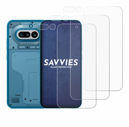 Abbildung des Geräts Nothing Phone (4a) (Display+Kamera) mit einer Vielzahl des Displayschutzes.