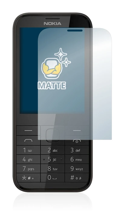 Abbildung des Geräts Nokia 225 mit einer Vielzahl des Displayschutzes.