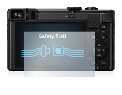 Abbildung des Geräts Panasonic Lumix DMC-TZ80 mit einer Vielzahl des Displayschutzes.