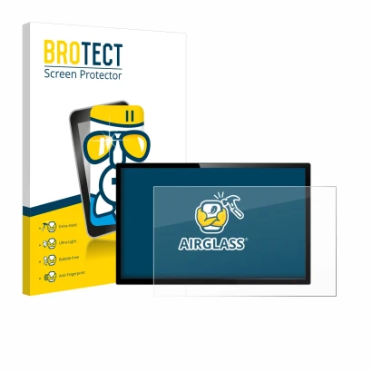 Vorderseite einer Produktverpackung mit dem Markenlogo BROTECT. Daneben ist das Gerät mit dem zugehörigen Displayschutz abgebi