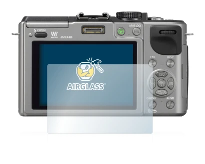 Abbildung des Geräts Panasonic Lumix DMC-GX1 mit einer Vielzahl des Displayschutzes.