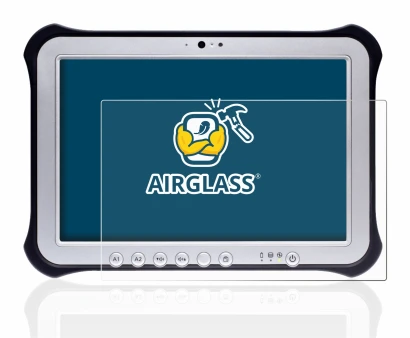 Abbildung des Geräts Panasonic Toughpad FZ-G1 mit einer Vielzahl des Displayschutzes.