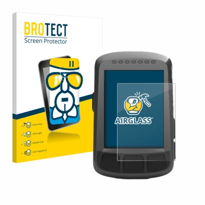 Vorderseite einer Produktverpackung mit dem Markenlogo BROTECT. Daneben ist das Gerät Wahoo Elemnt Bolt GPS mit dem zugehörige