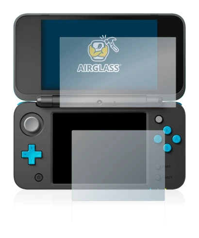 Abbildung des Geräts Nintendo 2DS XL mit einer Vielzahl des Displayschutzes.