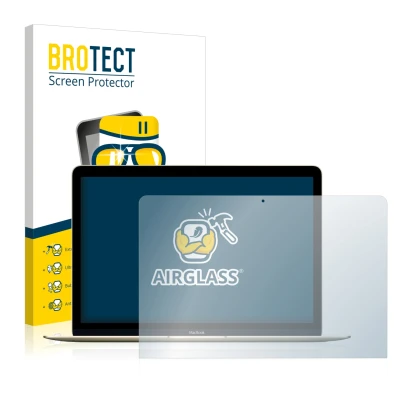 Vorderseite einer Produktverpackung mit dem Markenlogo BROTECT. Daneben ist das Gerät Apple MacBook Retina 12" (Anfang 2016) m