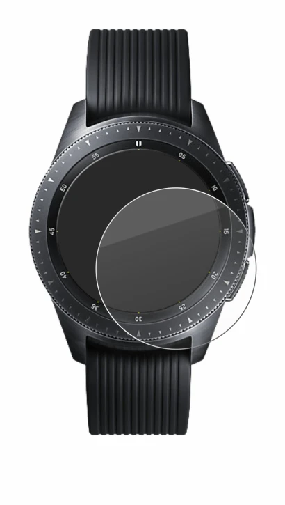 Abbildung des Geräts Samsung Galaxy Watch (42 mm) mit einer Vielzahl des Displayschutzes.