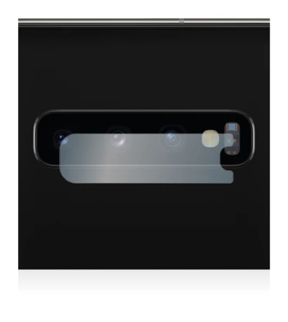 Abbildung des Geräts Samsung Galaxy S10 (NUR Kameraschutz) mit einer Vielzahl des Displayschutzes.