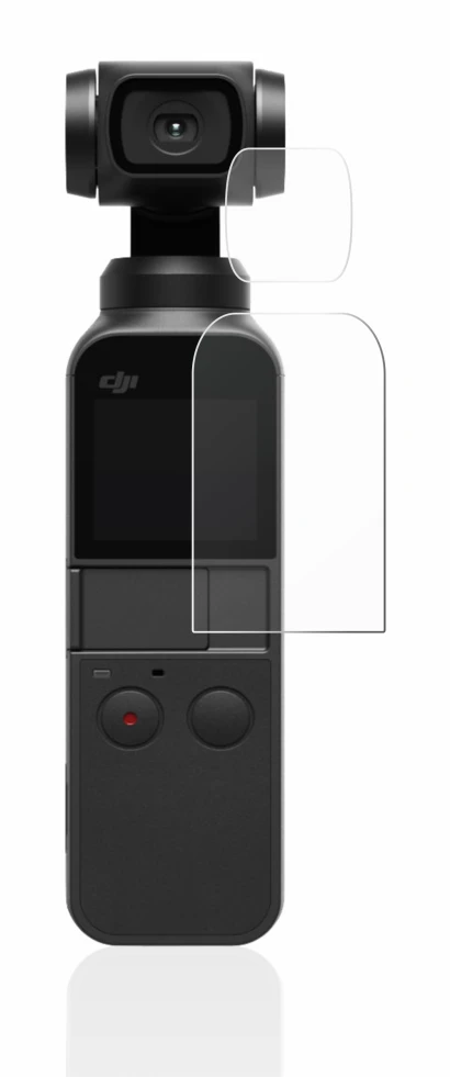 Abbildung des Geräts DJI Osmo Pocket (Display + Linse) mit einer Vielzahl des Displayschutzes.