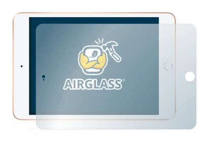 Abbildung des Geräts Apple iPad Mini 5 2019 (im Querformat, 5. Gen.) mit einer Vielzahl des Displayschutzes.