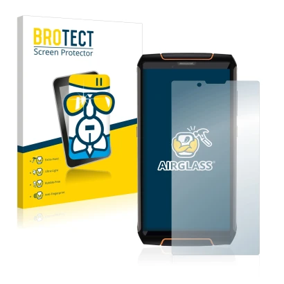 Vorderseite einer Produktverpackung mit dem Markenlogo BROTECT. Daneben ist das Gerät Cubot King Kong 3 mit dem zugehörigen Di