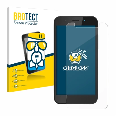 Vorderseite einer Produktverpackung mit dem Markenlogo BROTECT. Daneben ist das Gerät Shiftphones Shift5me mit dem zugehörigen