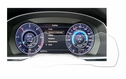 Abbildung des Geräts Volkswagen Passat Active Info Cockpit 12.3" mit einer Vielzahl des Displayschutzes.