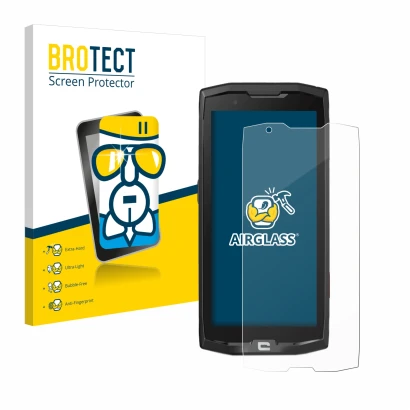 Vorderseite einer Produktverpackung mit dem Markenlogo BROTECT. Daneben ist das Gerät Crosscall Core X4 mit dem zugehörigen Di