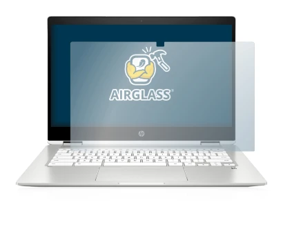 Abbildung des Geräts HP Chromebook x360 (14b-caX) mit einer Vielzahl des Displayschutzes.