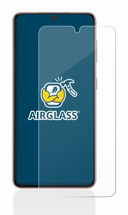 Abbildung des Geräts Samsung Galaxy S21 5G mit einer Vielzahl des Displayschutzes.