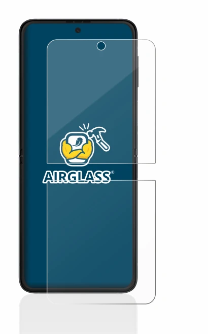 Abbildung des Geräts Samsung Galaxy Z Flip 3 5G mit einer Vielzahl des Displayschutzes.