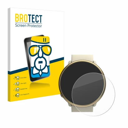 Vorderseite einer Produktverpackung mit dem Markenlogo BROTECT. Daneben ist das Gerät Polar Ignite 2 mit dem zugehörigen Displ