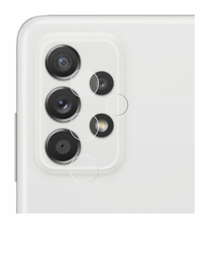 Abbildung des Geräts Samsung Galaxy A52s 5G (NUR Kameraschutz) mit einer Vielzahl des Displayschutzes.