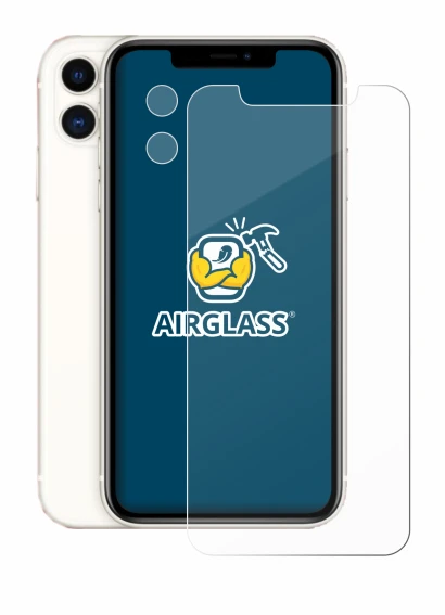 Abbildung des Geräts Apple iPhone 11 (Display+Kamera) mit einer Vielzahl des Displayschutzes.
