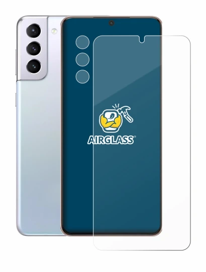 Abbildung des Geräts Samsung Galaxy S21 Plus 5G (Display+Kamera) mit einer Vielzahl des Displayschutzes.