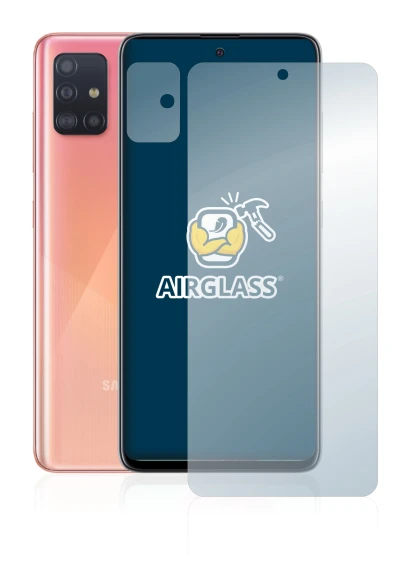 Abbildung des Geräts Samsung Galaxy A51 (Display+Kamera) mit einer Vielzahl des Displayschutzes.