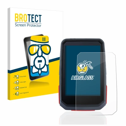 Vorderseite einer Produktverpackung mit dem Markenlogo BROTECT. Daneben ist das Gerät Sigma ROX 4.0 mit dem zugehörigen Displa