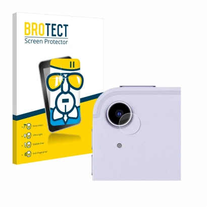 Vorderseite einer Produktverpackung mit dem Markenlogo BROTECT. Daneben ist das Gerät Apple iPad Air 5 2022 (NUR Kameraschutz,