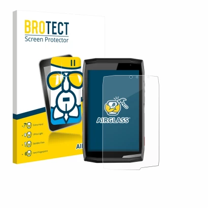 Vorderseite einer Produktverpackung mit dem Markenlogo BROTECT. Daneben ist das Gerät Crosscall Core T5 mit dem zugehörigen Di