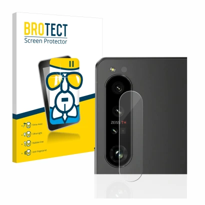 Vorderseite einer Produktverpackung mit dem Markenlogo BROTECT. Daneben ist das Gerät Sony Xperia 1 IV (NUR Kameraschutz) mit 