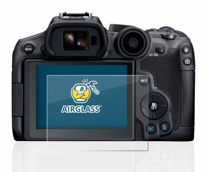 Abbildung des Geräts Canon EOS R7 mit einer Vielzahl des Displayschutzes.