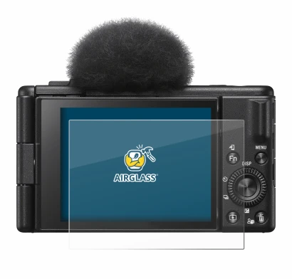 Abbildung des Geräts Sony ZV-1F mit einer Vielzahl des Displayschutzes.
