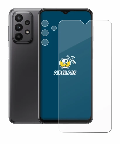Abbildung des Geräts Samsung Galaxy A23 5G (Display+Kamera) mit einer Vielzahl des Displayschutzes.
