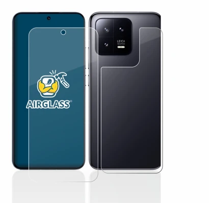 Abbildung des Geräts Xiaomi 13 (Display+Rückseite) mit einer Vielzahl des Displayschutzes.