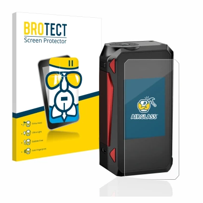 Vorderseite einer Produktverpackung mit dem Markenlogo BROTECT. Daneben ist das Gerät Smok G-Priv 4 mit dem zugehörigen Displa