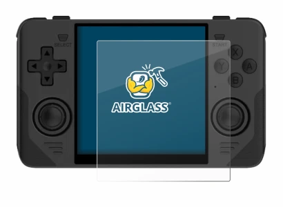 Abbildung des Geräts Powkiddy RGB30 mit einer Vielzahl des Displayschutzes.