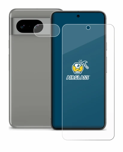 Abbildung des Geräts Google Pixel 8 (Display+Kamera) mit einer Vielzahl des Displayschutzes.