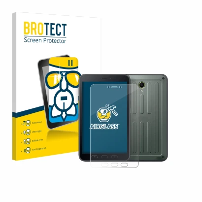 Vorderseite einer Produktverpackung mit dem Markenlogo BROTECT. Daneben ist das Gerät Samsung Galaxy Tab Active 5 (Hochformat)